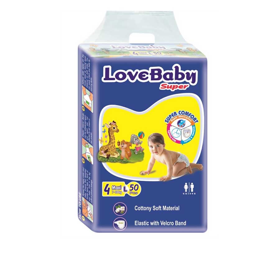 LoveBaby Supper Diaper Belt Maxi 4 L (7-18kg) 50pcs price in Bangladesh | Authentic Product by Shundorjo