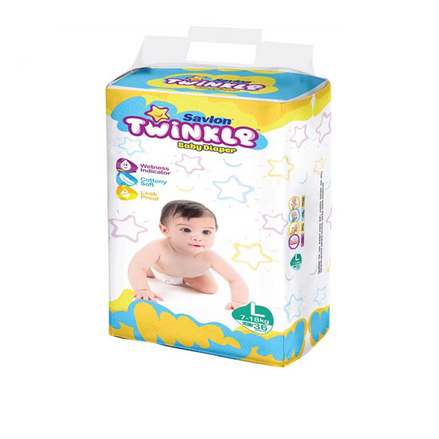 Savlon Twinkle Baby Belt Diaper L (7-18kg) 36pcs price in Bangladesh | Authentic Product by Shundorjo