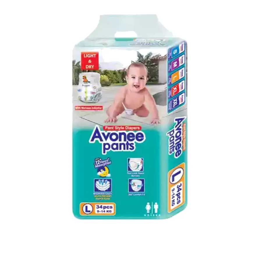 Avonee 4 Baby Diaper Pants L (9-14kg) 34pcs price in Bangladesh | Authentic Product by Shundorjo