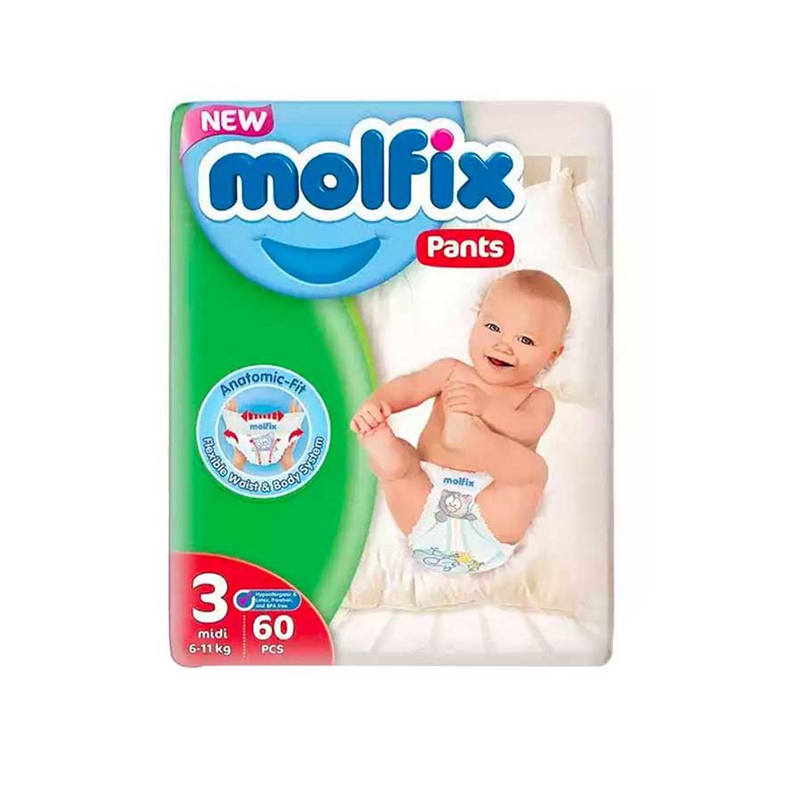 Molfix Baby Diaper Pants Midi 3 (6-11kg) 60pcs price in Bangladesh | Authentic Product by Shundorjo