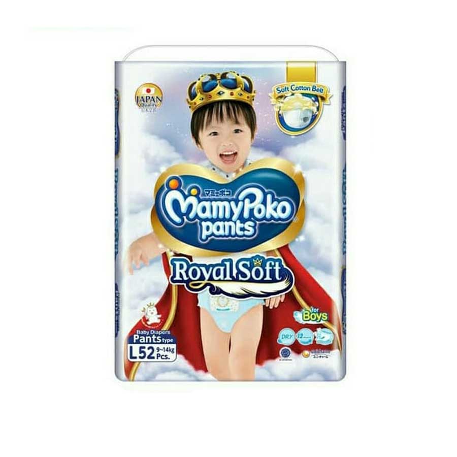 MamyPoko Pants Royal Soft L Boys (9-14kg) 52 Diapers price in Bangladesh | Authentic Product by Shundorjo
