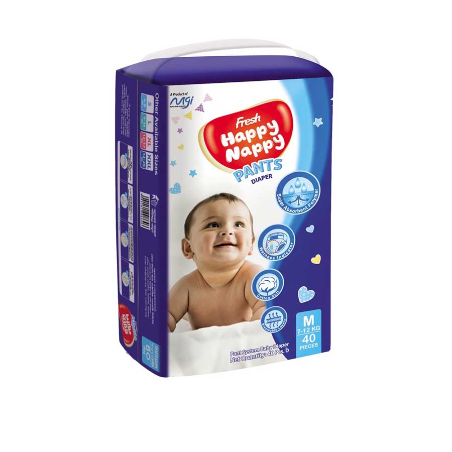 Fresh Happy Nappy Pants Diaper M (7-12kg) 40pcs price in Bangladesh | Authentic Product by Shundorjo