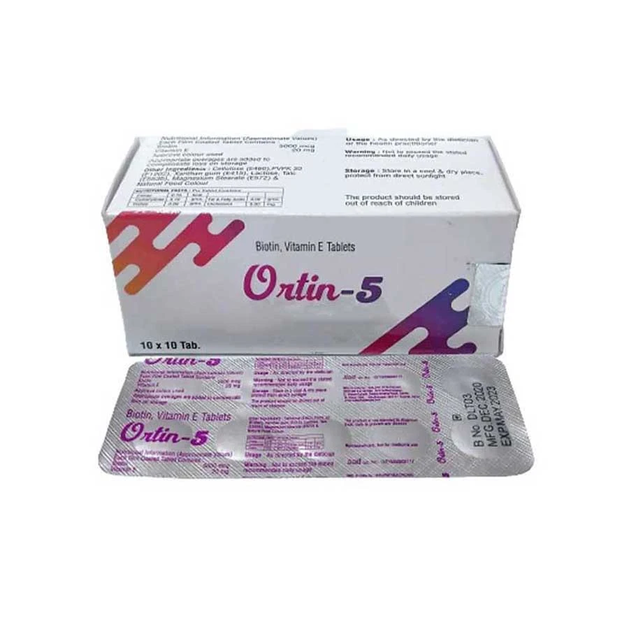 Ortin 5mg Biotin Vitamin E 100 Tablet price in Bangladesh | Authentic Product by Shundorjo