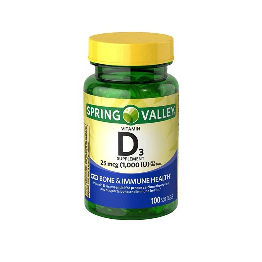 Spring Valley Vitamin D3 25mcg 1000 IU 100 Softgels price in Bangladesh | Authentic Product by Shundorjo