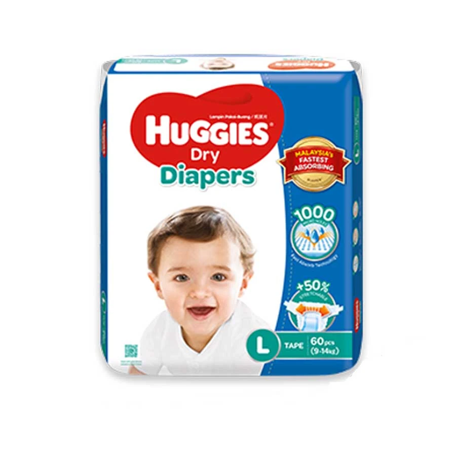 Huggies Dry Baby Belt Diaper L (9-14kg) 60pcs price in Bangladesh | Authentic Product by Shundorjo