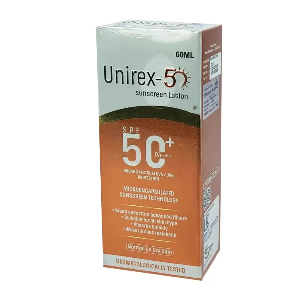 Unirex-50 Sunscreen Lotion SPF 50+ PA+++ 60ml | Broad Spectrum UVA/UVB Protection price in Bangladesh | Authentic Product by Shundorjo