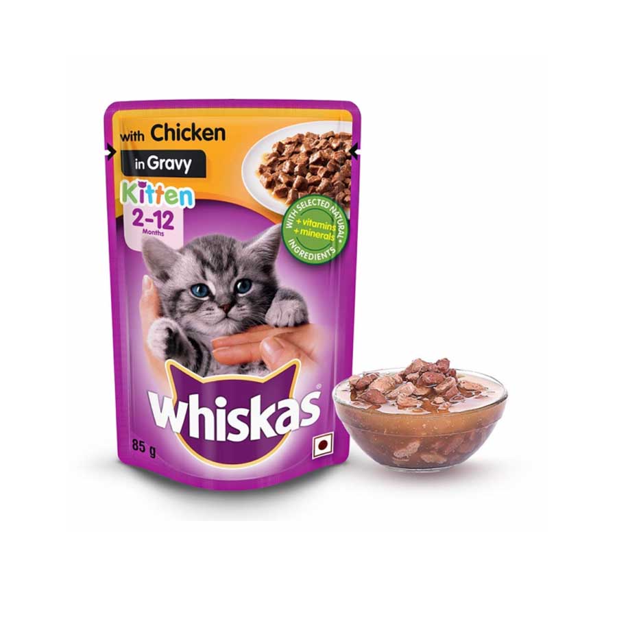 Whiskas Kitten Pouch Wet Cat Food Chicken in Gravy 85gm price in Bangladesh | Authentic Product by Shundorjo