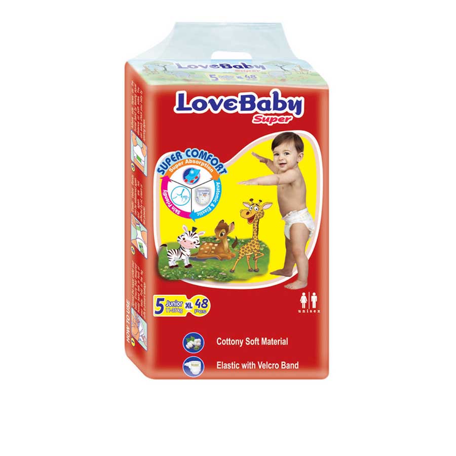 LoveBaby Supper Diaper Belt 5 Junior XL (11-25kg) 48pcs price in Bangladesh | Authentic Product by Shundorjo