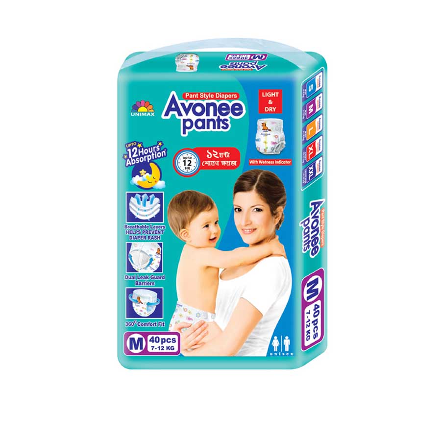 Avonee 3 Baby Diaper Pants M (7-12kg) 40pcs price in Bangladesh | Authentic Product by Shundorjo